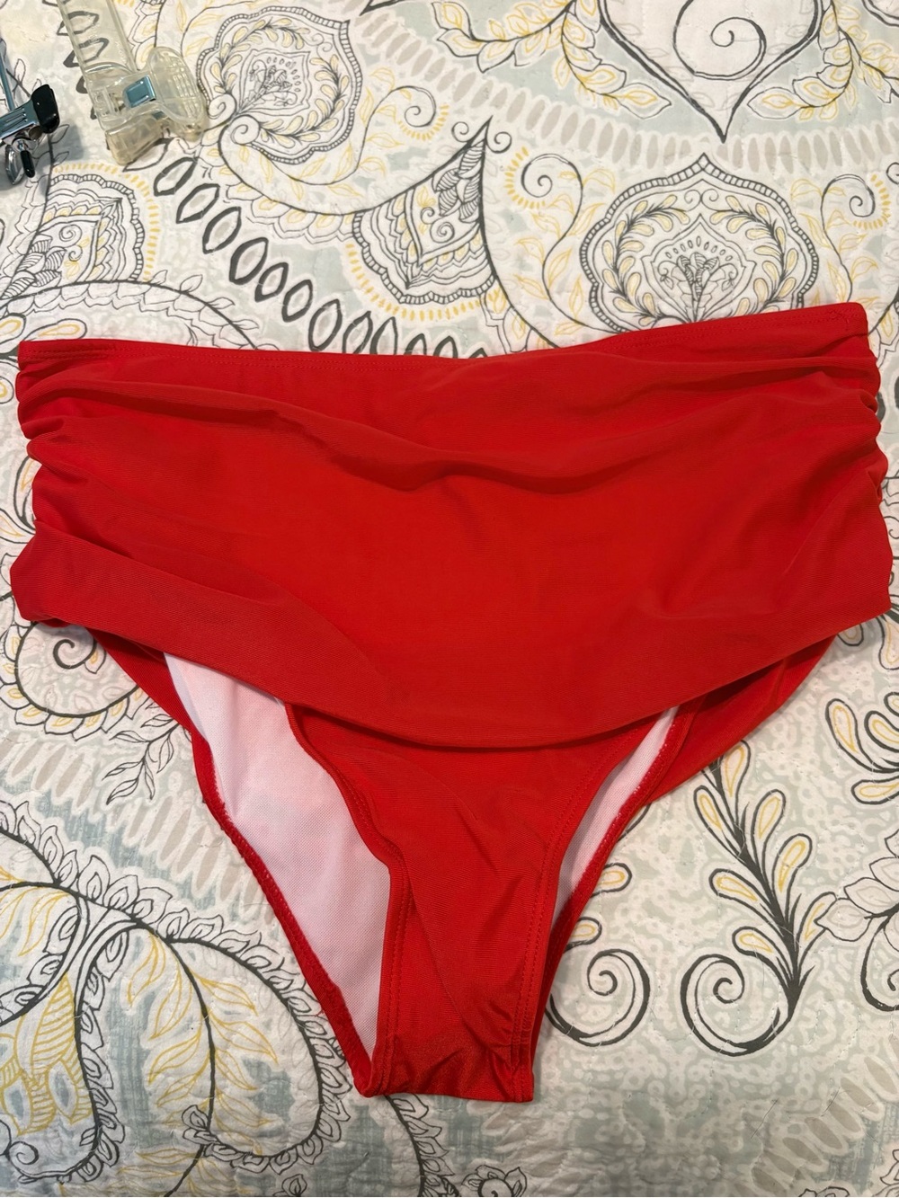 High-Waist Red Women’s Swim Bottoms